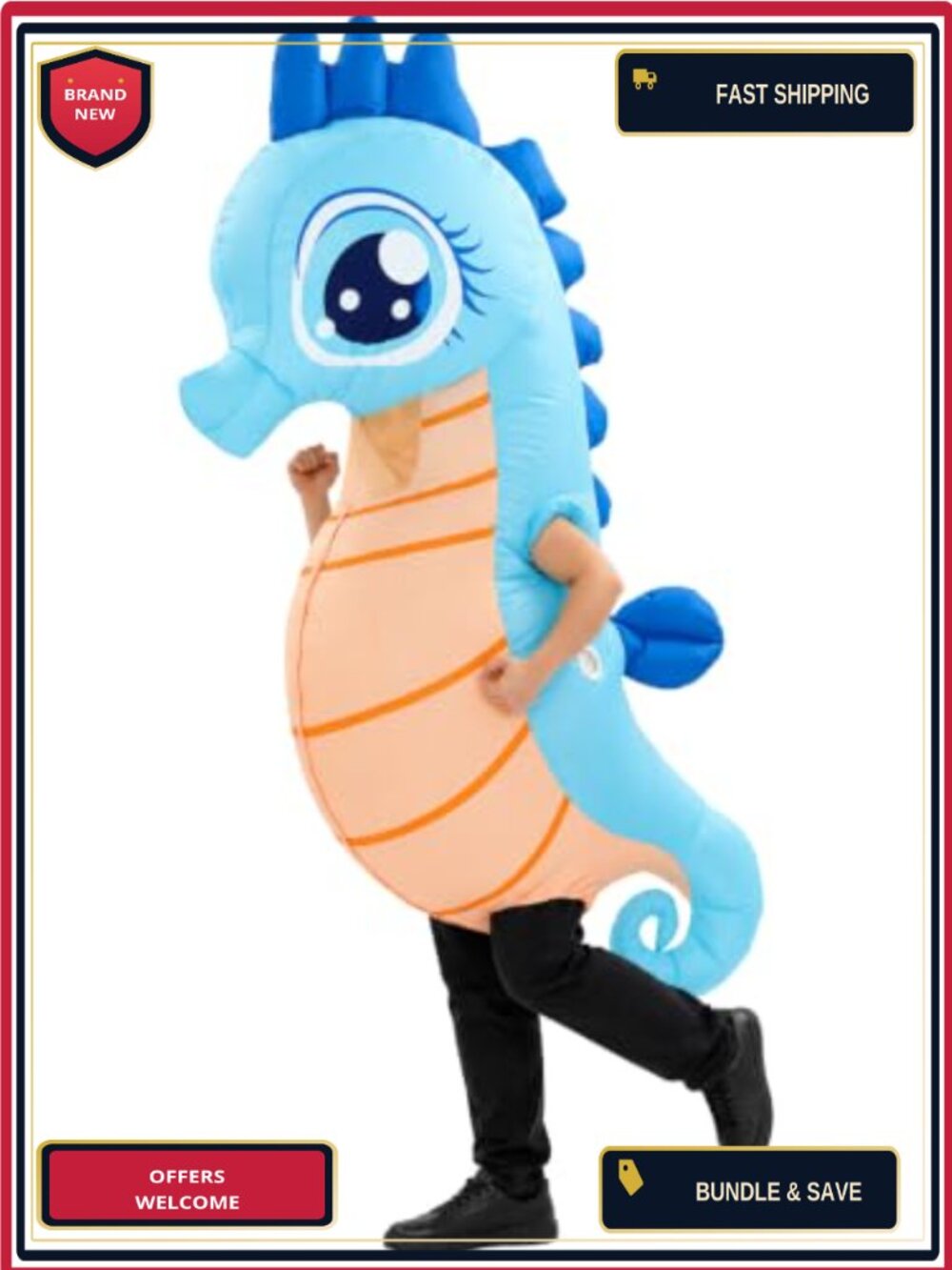 Inflatable Seahorse Costume Adult Funny Blow Up Halloween Party Suit
